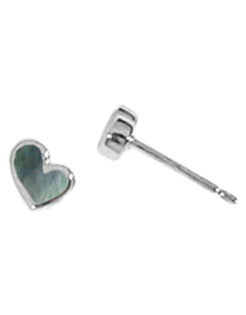 Heart Black MOP Stud Earrings 5.5mm
