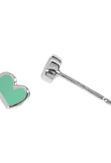 Sterling Silver Heart Green Mother of Pearl Stud Earrings 5.5mm