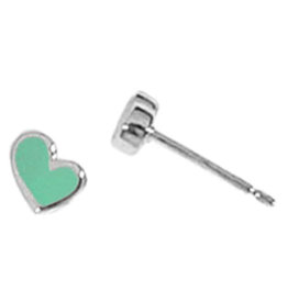 Heart Green MOP Stud Earrings 5.5mm
