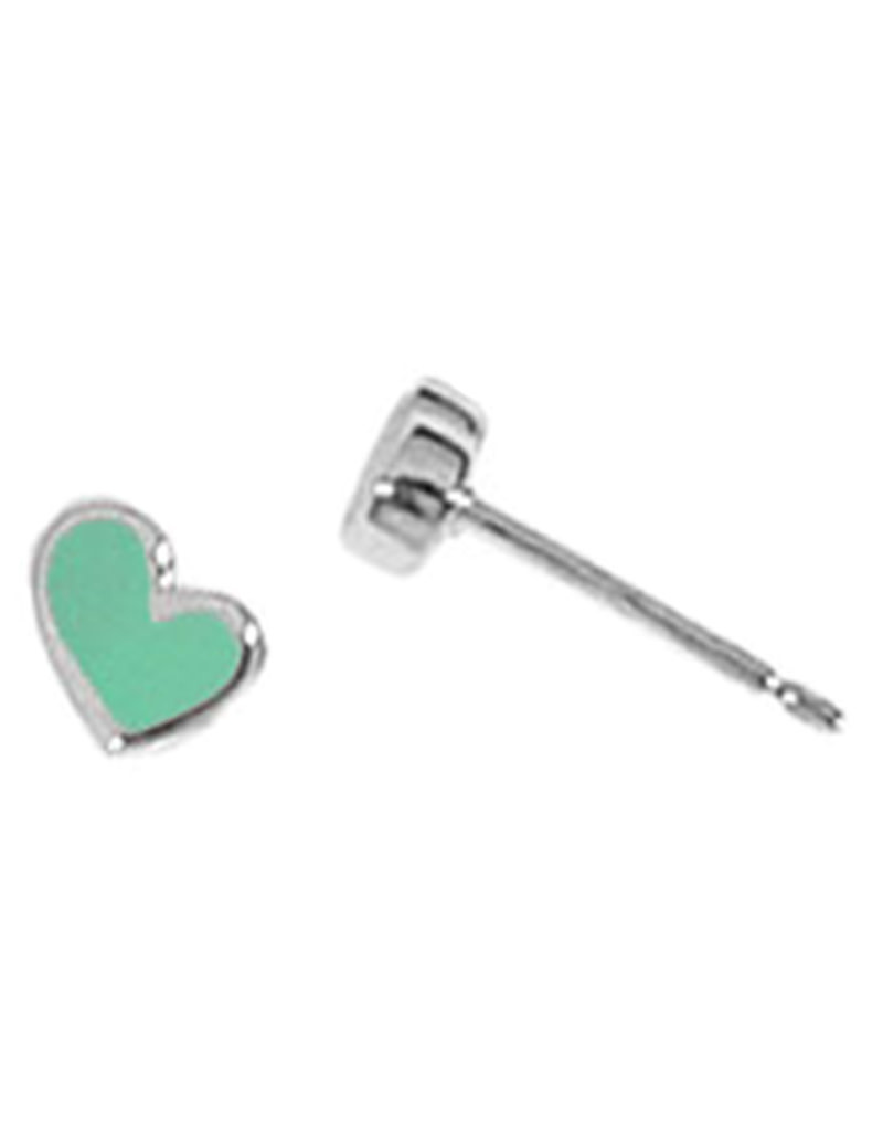 Heart Green MOP Stud Earrings 5.5mm