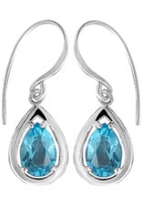 Sterling Silver Teardrop Blue Topaz Earrings
