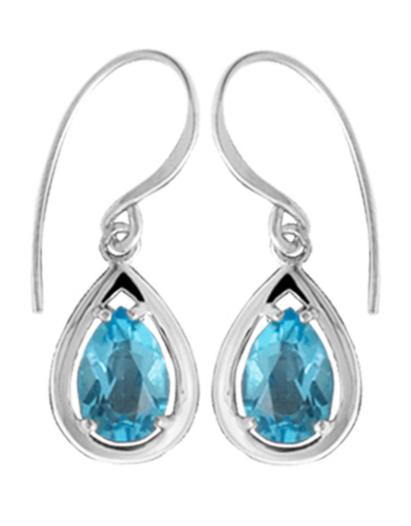 Sterling Silver Teardrop Blue Topaz Earrings