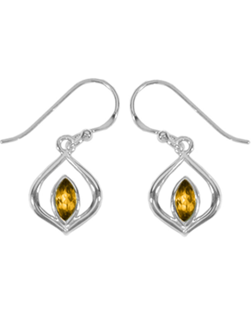 Sterling Silver Marquise Citrine Earrings