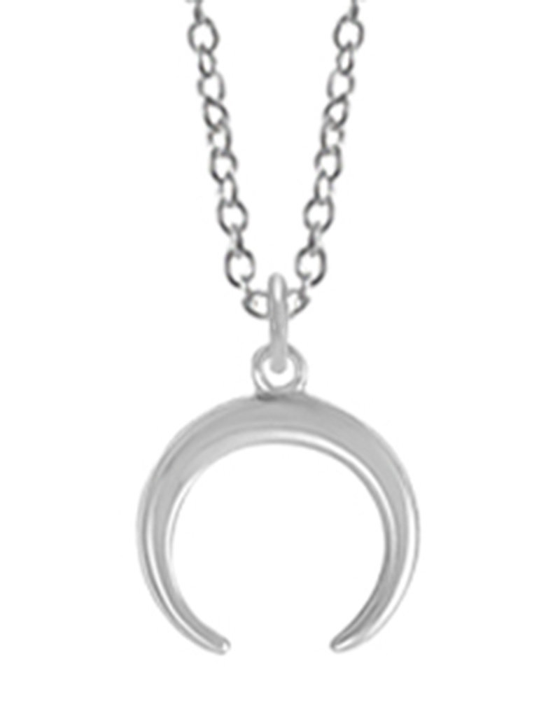 Sterling Silver Crescent Moon Necklace 18"