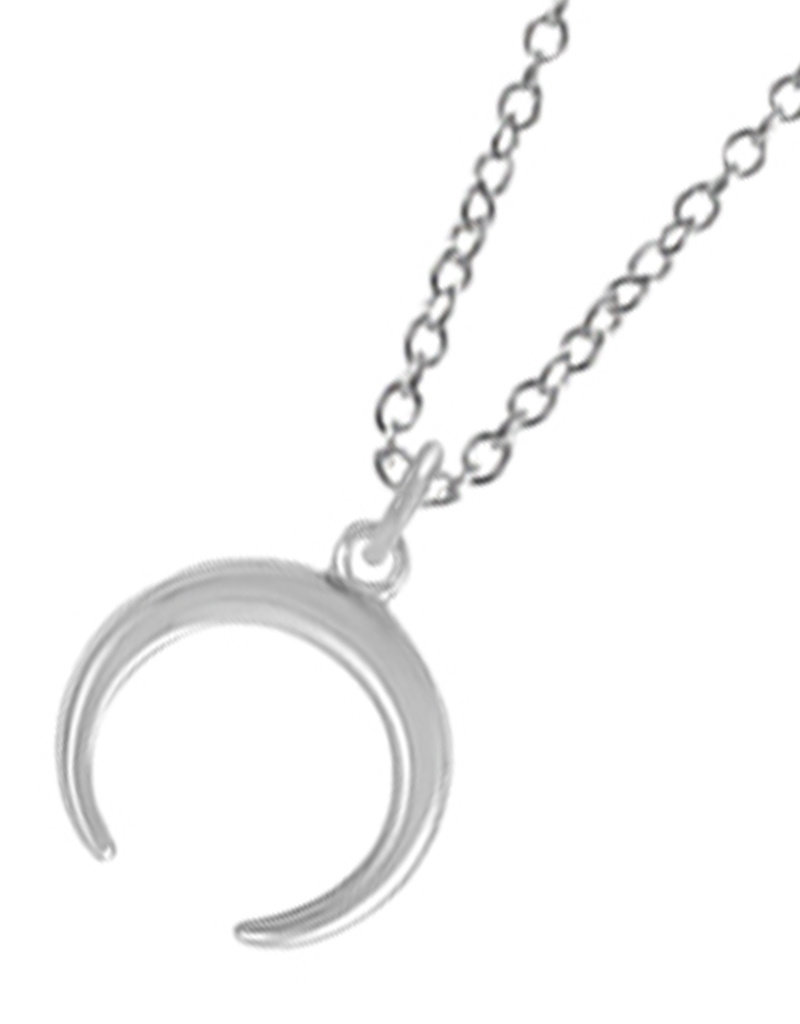 Sterling Silver Crescent Moon Necklace 18"