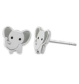 Gray Elephant Stud Earrings