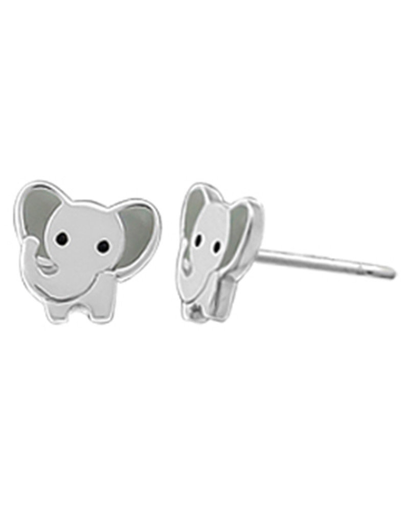 Sterling Silver Gray Elephant Stud Earrings 7mm