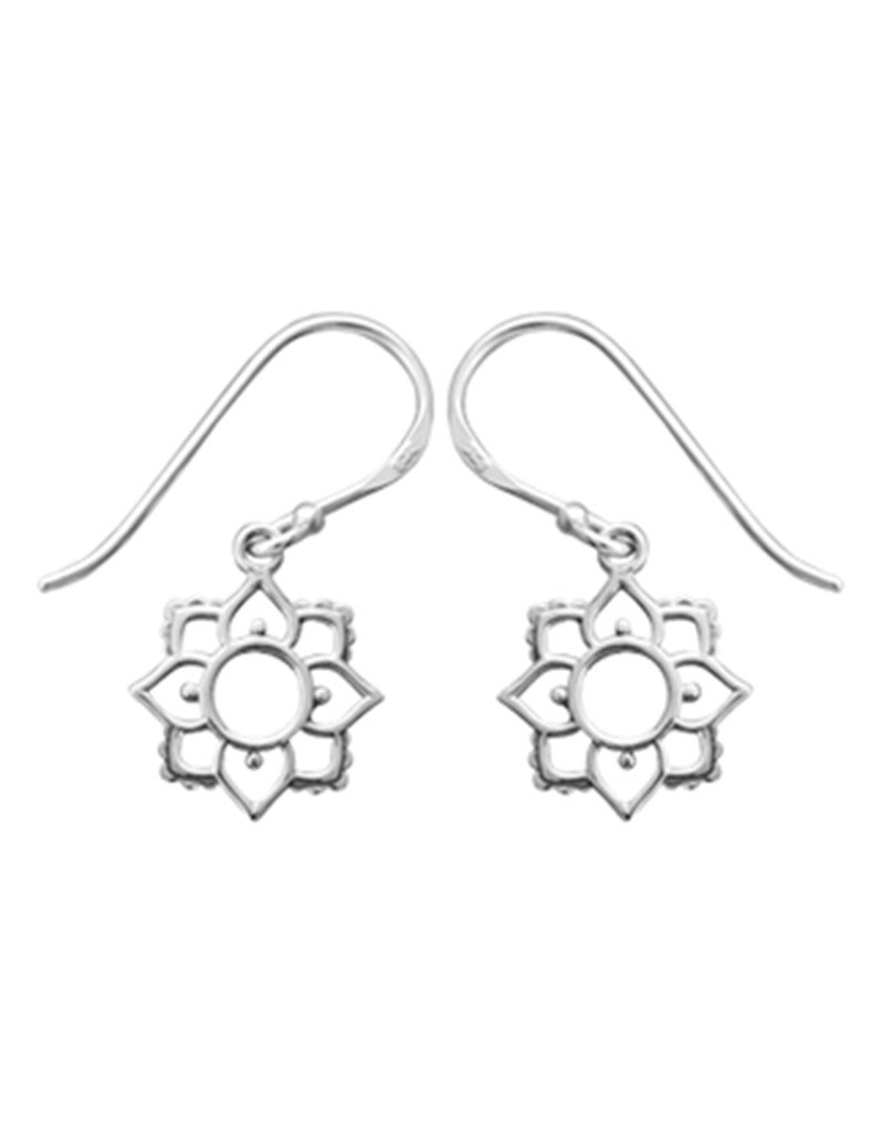 Sterling Silver Flower Design Earrings 12mm