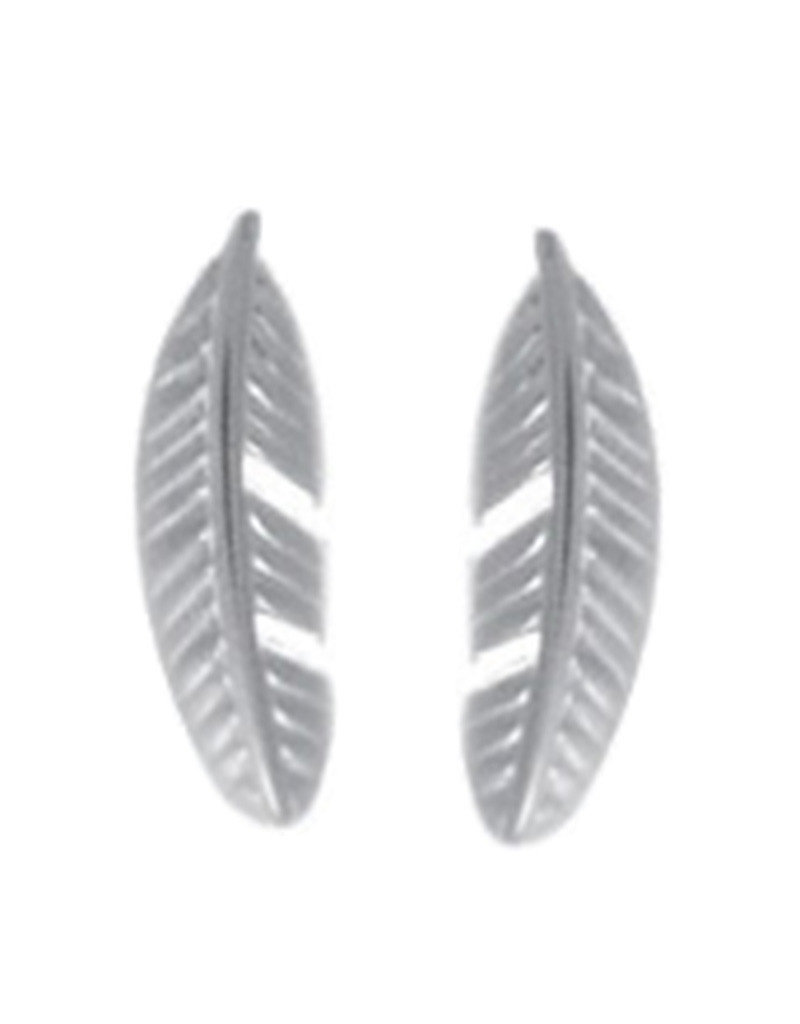 Sterling Silver Feather Stud Earrings 11mm