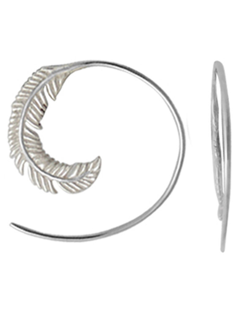 Sterling Silver Feather Wire Threader Earrings
