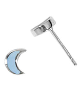 Blue MOP Crescent Stud Earrings