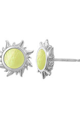 Sterling Silver Yellow Mother of Pearl Sun Stud Earrings 10mm