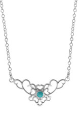 Sterling Silver Turquoise Heart Scroll Design Necklace