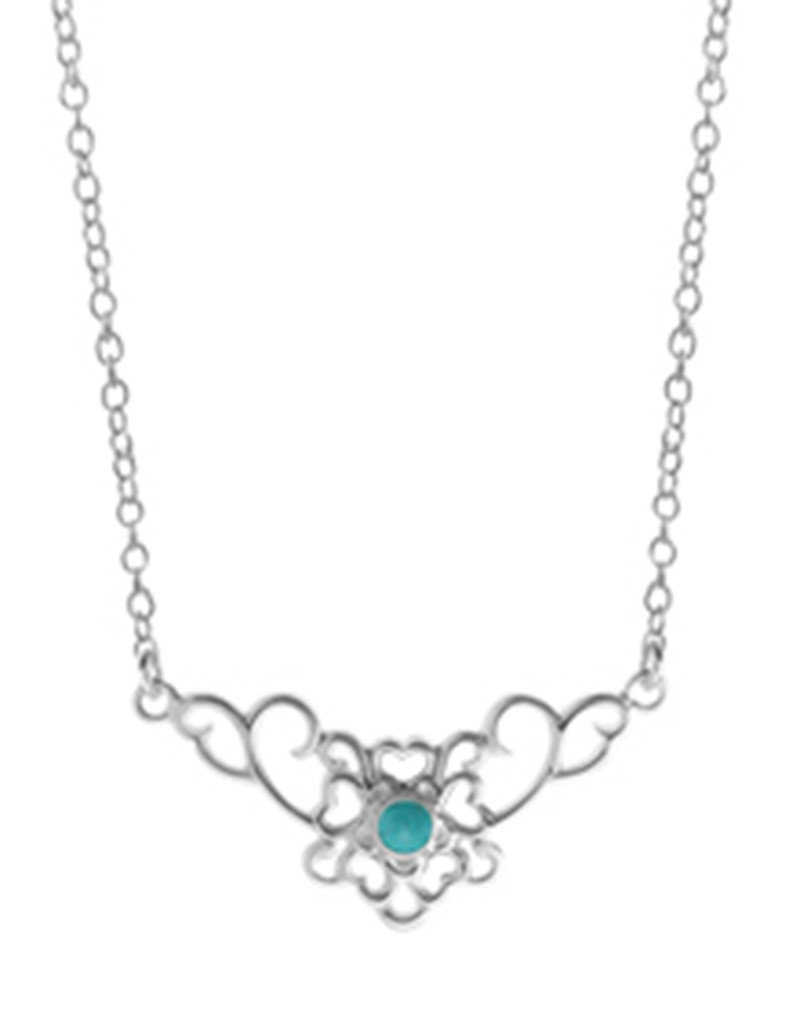 Sterling Silver Turquoise Heart Scroll Design Necklace