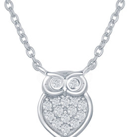 Micro Pave CZ Owl Necklace
