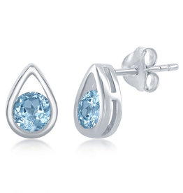 Teardrop with Blue Topaz Post Earrings