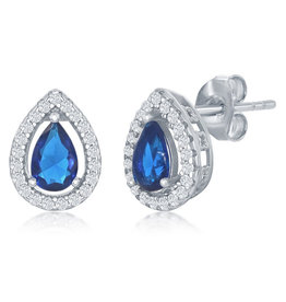 Teardrop Sapphire CZ Post Earrings