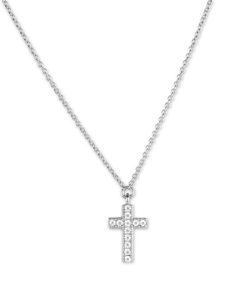 Sterling Silver Small CZ Cross Necklace
