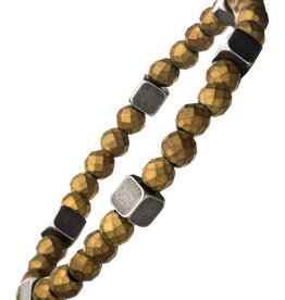 Gold Hematite Brass Stretch Bracelet