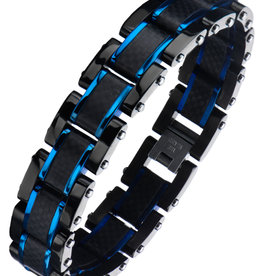 Hinged Black & Blue Steel Bracelet