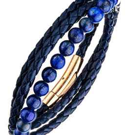 Double Blue Leather Lapis Bracelet