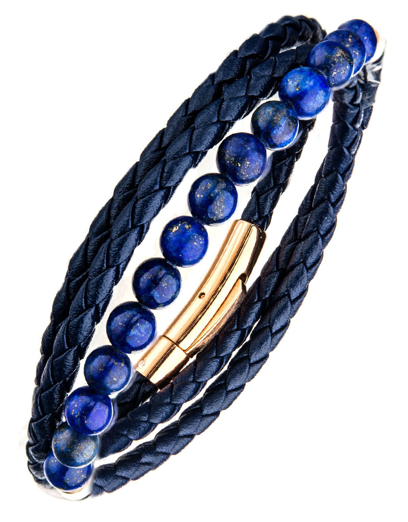Double Blue Leather Lapis Bracelet