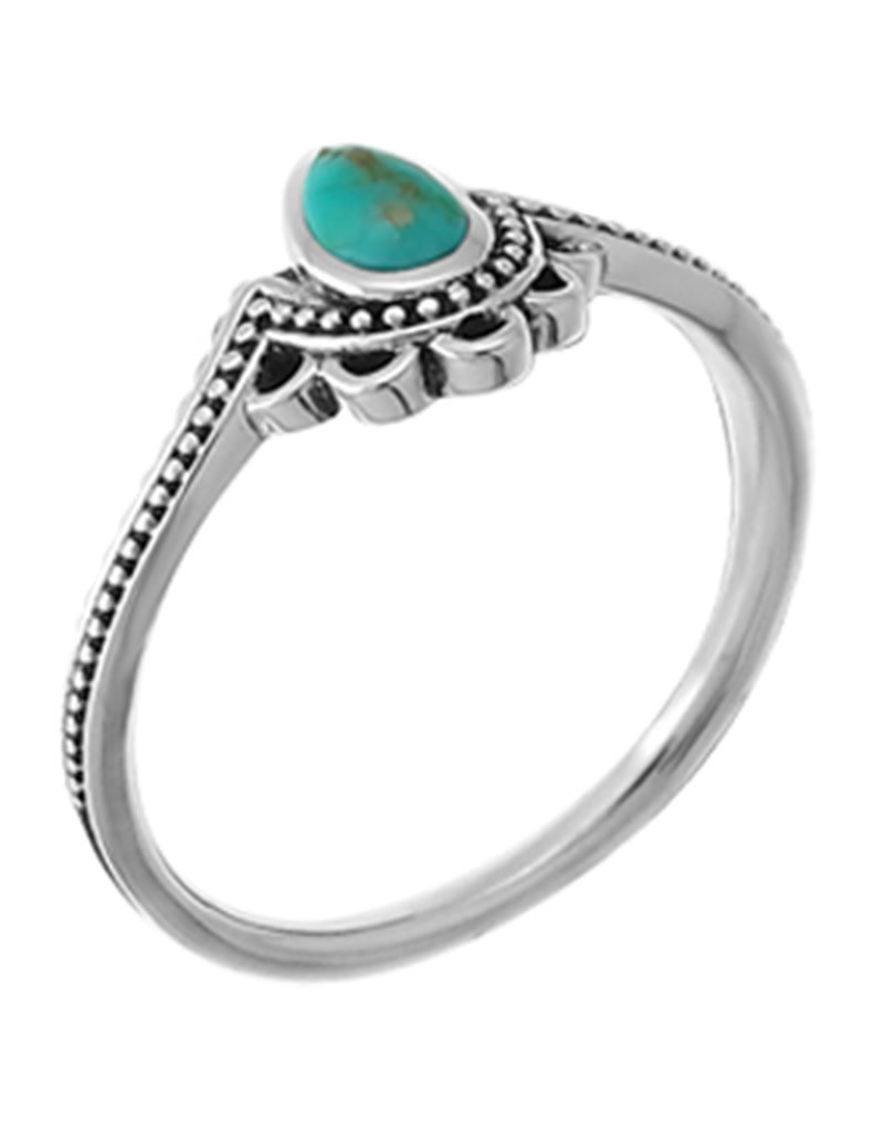 Sterling Silver Dotted Turquoise Teardrop Ring