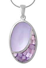 Sterling Silver Oval Purple Mother of Pearl Pendant