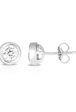 Sterling Silver Bezel Set CZ Stud Earrings 7.5mm