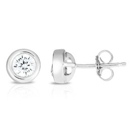 Bezel Set CZ Stud Earrings 7.5mm