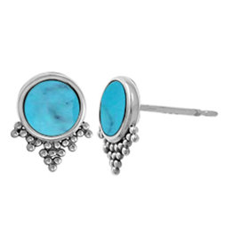 Round  Turquoise Stud Earrings 9mm