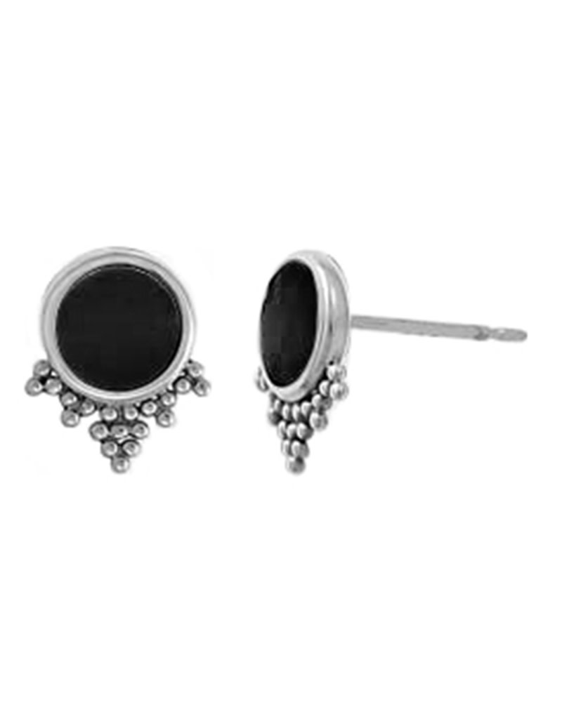 Round Onyx Stud Earrings 9mm