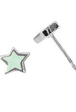 Sterling Silver Star Green Mother of Pearl Stud Earrings 6mm