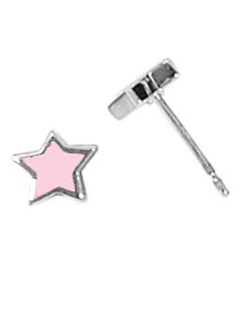 Sterling Silver Star Pink Shell Stud Earrings 6mm