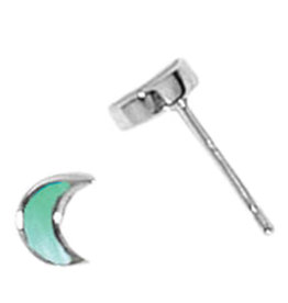Green MOP Crescent Stud Earrings