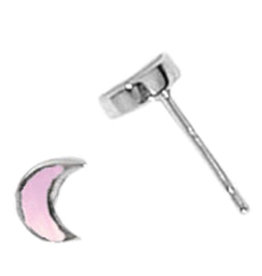 Pink Shell Crescent Stud Earrings