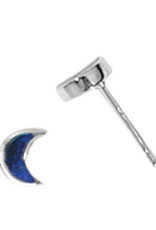 Sterling Silver Synthetic Lapis Crescent Stud Earrings 5mm