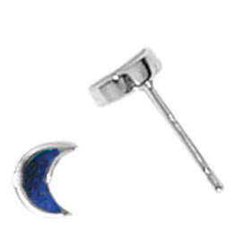 Lapis Crescent Stud Earrings