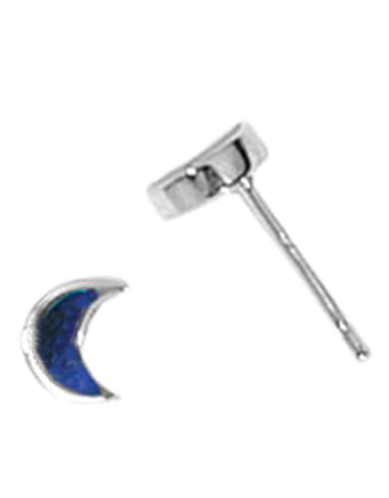 Lapis Crescent Stud Earrings