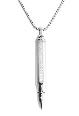 Men's Stainless Steel CZ Bullet Necklace 24"
