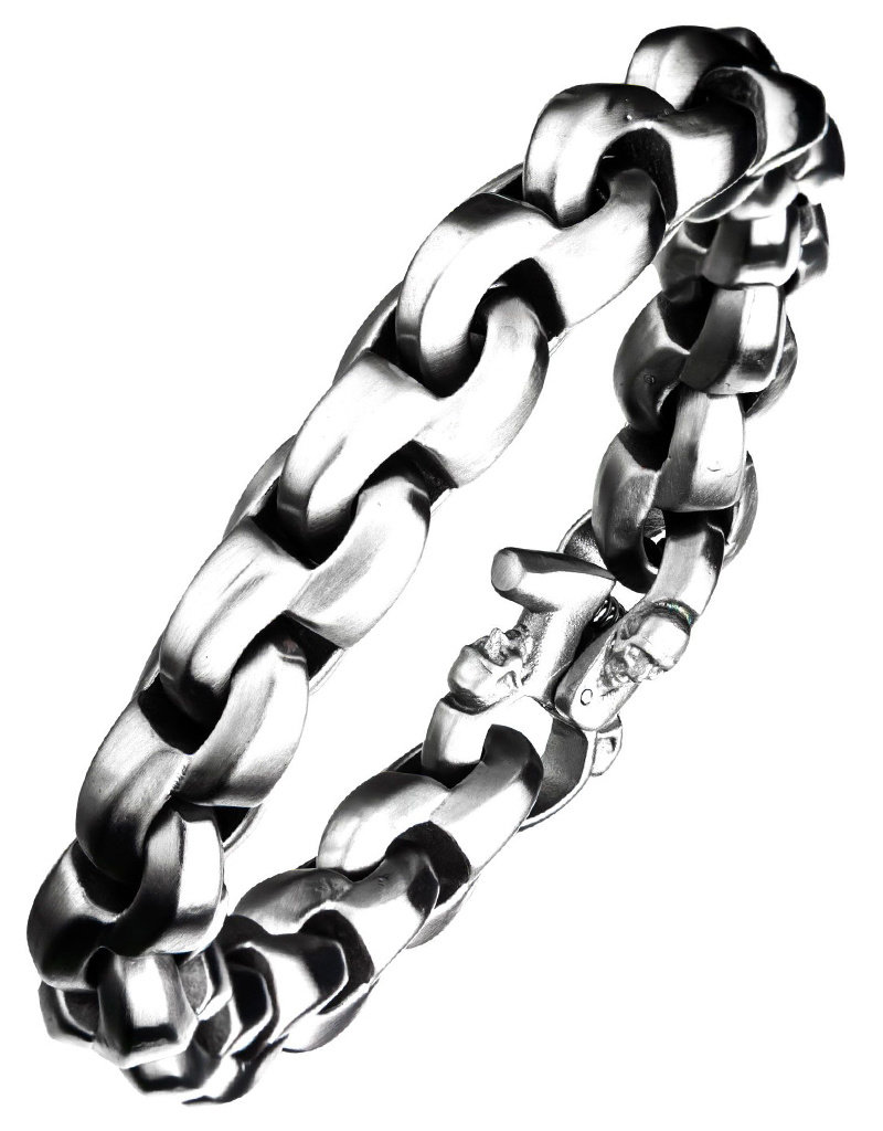 Men's Matte Stainless Steel Skull Clasp Chain Bracelet