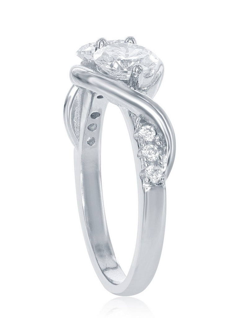 Sterling Silver Double CZ Engagement Ring