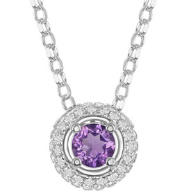 Round Amethyst and White Topaz Necklace