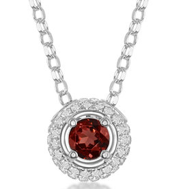 Round Garnet and White Topaz Necklace