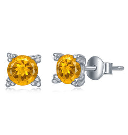 5mm Round Citrine Stud Earrings