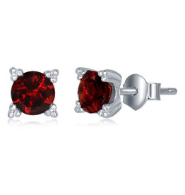 5mm Round Garnet Stud Earrings