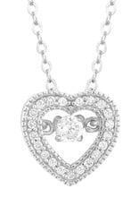 Sterling Silver Heart Dancing CZ Necklace 18"