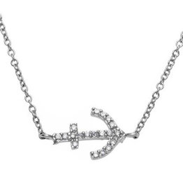 Anchor CZ Necklace 16"+2"