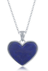 Sterling Silver Lapis Heart Necklace 18"