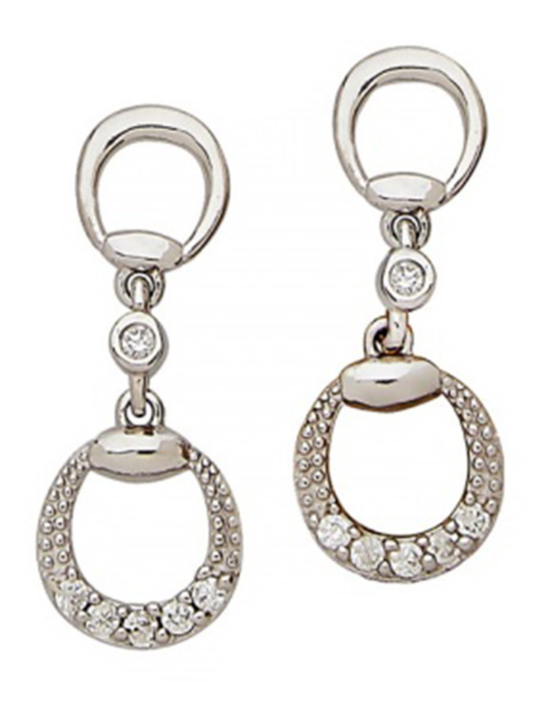 Sterling Silver Double Snaffle CZ Post Earrings